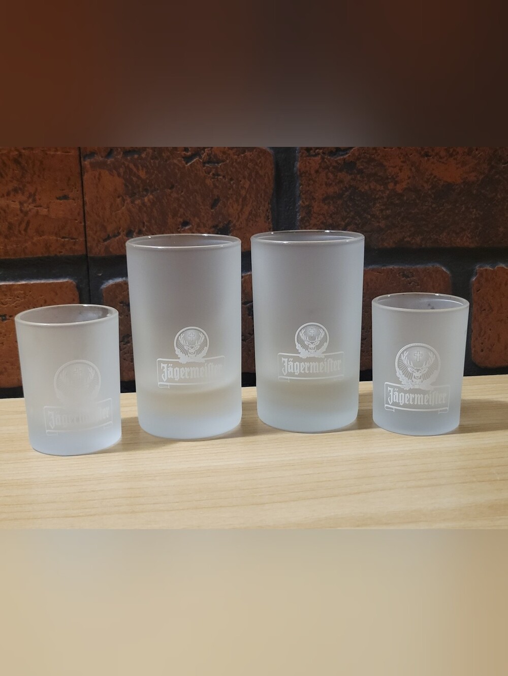 Lot of Four Jagermeister Shot Glasses Various Sizes